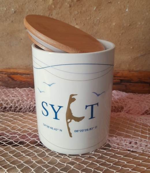 Vorratsdose Sylt mit Koordinaten ca. Ø: 11 cm x 15,5 cm